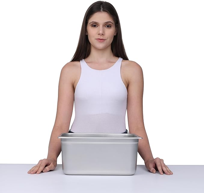 BIRDROCK HOME Stainless Steel Steam Table Pan - Hotel, Restaurant & Catering Supplies - 24 Gauge Steel, 9.9 qt Capacity - Meal Prep, Cooking, & Food Storage Container - 6" Depth, 1/2-Size (6 Pack)