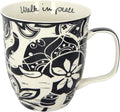 Karma Ceramic Black and White Boho Mug, 1 Count (Pack of 1), Elephant , 16 oz