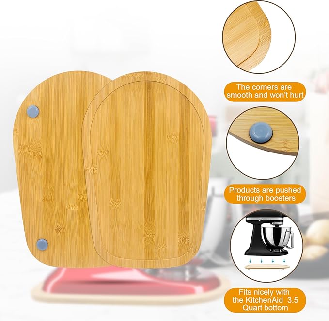 Bamboo Mixer Slider Mat for Kitchen Aid Artisan Mini 3.5 Quart Tilt-Head Stand Mixer, Sliding Board Kitchen Appliance Storage Attachments, Countertop Moving Tray Accessories for Kitchen Aid