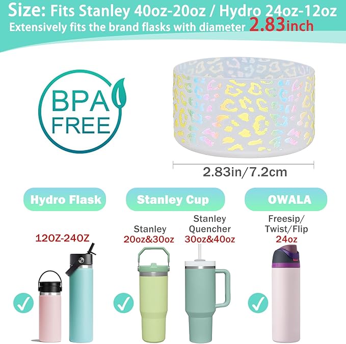 WK IEASON Protective Silicone Base Cover Boot for Hydro Flask Wide Mouth/Standard Mouth, Anti-Slip Silicone Bottom Bumper As Hydro Flask Water Bottle Accessories-2.83inch Bottom Diameter