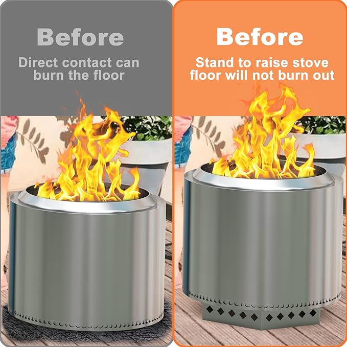 Fire Pit Stand for Solo Stove Bonfire 19.5", Hexagon Bonfire Stoves Support Stand, 304 Stainless Steel Fire Pit Accessories for Solo Stove, Stand Use on Other Fireplace Camping Accessories