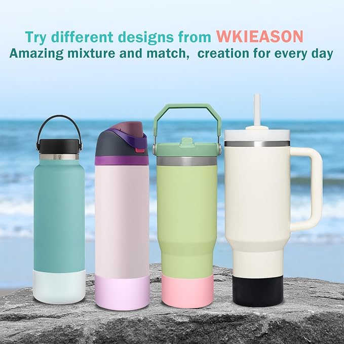 WK IEASON 2 Pcs Tumbler Bottom Protector Boot for Stanley Quencher Adventure 40oz & Stanley IceFlow 20oz 30oz, Stealth Landing-2.83inch Bottom Diameter