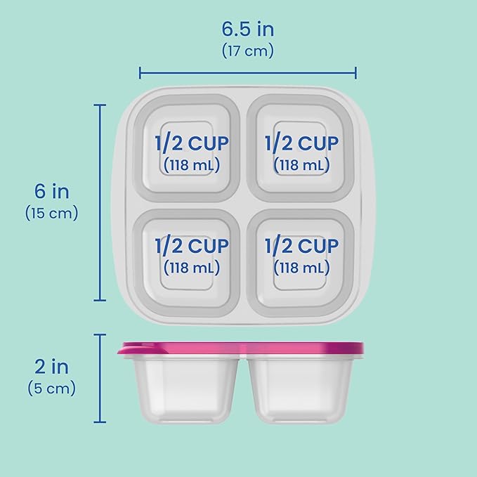 Bentgo Easyboxes 4-Compartment Snack Containers - 8-Piece Set with 4 Trays & 4 Custom-Fit Lids to Seal in Freshness - Reusable Food Storage & Meal Prep Bento BPA-Free Containers (Brights)