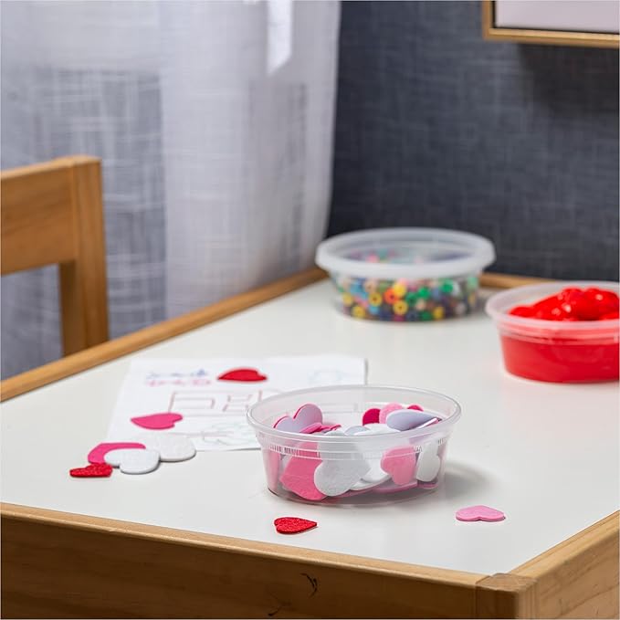 Deli Containers with Lids [48 Sets - 8 oz.] Small Plastic Soup Container - Disposable Deli Food / Slime Storage Containers with Airtight Lids for Freezer & Restaurant Takeout