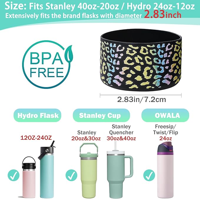 WK IEASON Protective Silicone Base Boot for Hydro Flask Mouth, Anti-Slip Silicone Sleeve Cover Bumper for Hydro Water Bottle Accessories -2.83inch Bottom Diameter