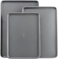 GoodCook Everyday Nonstick Carbon Steel Baking Sheet Set, 3 Pack – Small 13” x 9”, Medium 15” x 10”, Large 17” x 11” – Carbon Steel Cooking Pans, Cookie Sheet Bakeware Set