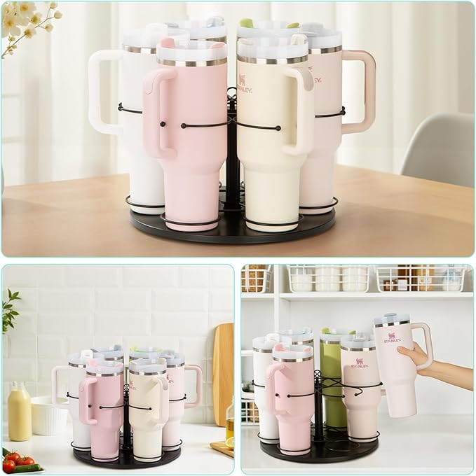 Upgraded Water Bottle Organizer for Stanley 40 oz/30 oz/20 oz,Rotating Stanley Cup Organizer Holder,Tumbler Holder Organizer, Easy to Install Kitchen Organizers and Storage for Stanley Cup Accessories