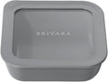 Ceramic Coated Glass Food Storage Container | No PTFE, PFOA, PFAS, and BPA | Reusable Non Toxic Meal Prep Container with Glass Lid | Easy To Store | 2.5 Cup Square [Smoke]