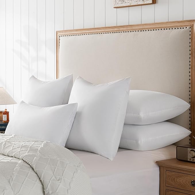Goose Feathers and Down Pillows, Cotton Cover, Bed Sleeping Hotel Collection Pillows,Set of 2, Queen Size 20x28
