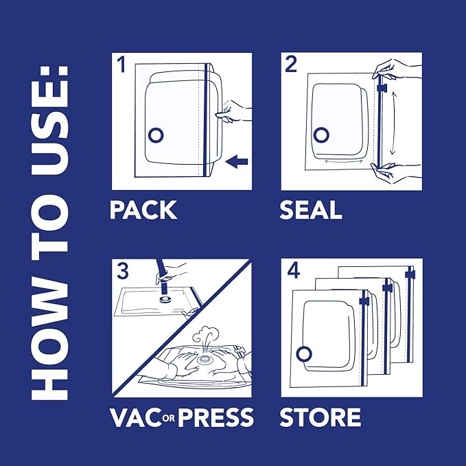Hefty Shrink-Pak Vacuum Storage Bags - Space Saver for Under Bed Storage, Clothing and Comforters, Odor Resistant, 3X More Storage Space - 3 XL Cubes Bags