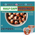 Double Donut Coffee Hazelnut Half Caff Coffee Pods, Single Serve Flavored Half Caffeine Coffee Pods For Keurig K Cup Brewers, Medium Roast, 20 Count