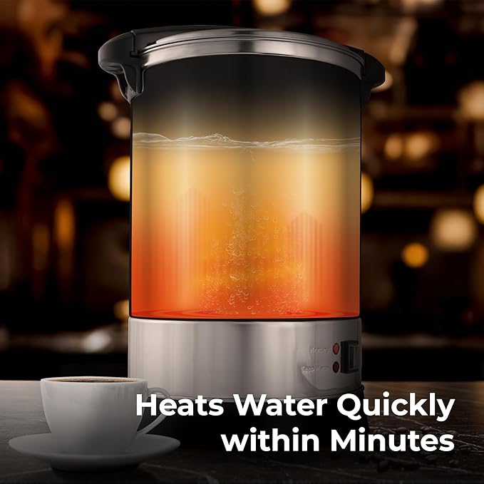 Zulay Kitchen Commercial Grade Coffee Maker Hot Water Urn - Percolator With Double-Wall Stainless Steel, Quick Brew, Stays Hot for Tea & Beverage at Events & Catering - Black - 50 cups