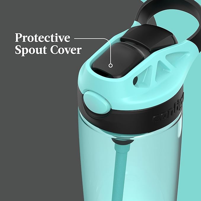 Contigo Aubrey Kids Water Bottle, 2-Pack, 20oz, Jade/Licorice & Juniper/Jade, Spill-Proof Lid, Dishwasher Safe, BPA Free