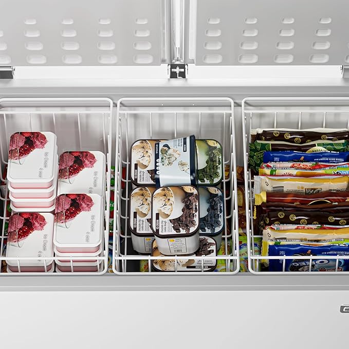 16.5 Inch Chest Freezer Organizer Storage Baskets Bins Metal Wire, Settle freezer chaos and reduce food waste effectively, Durable, Fully Use Space, Improve Air Circulate, 2 Pack