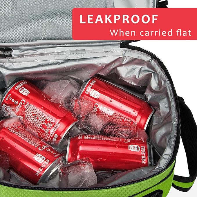 Tirrinia Expandable Insulated Lunch Bag for Men Women – Leakproof Reusable Cooler LunchBox for Kids & Adults with Shoulder Strap, Perfect for Work, School, Office, Travel,Green