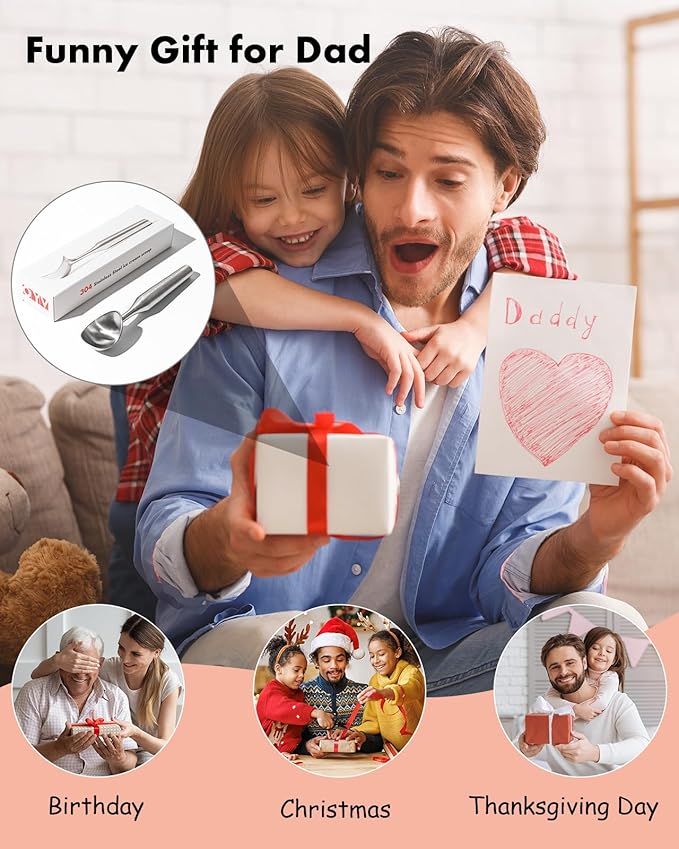 Funny Gifts for Dad, Dad's Ice Cream Shovel Scoop - Stainless Steel Engraved Scoop for Dad, Fathers Day Gifts from Daughter/Son, Heavy Duty Ice Cream Scooper with Dishwasher Safe, Dad Birthday Gift