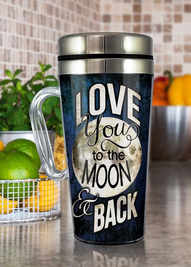 Spoontiques DC Comics Insulated Travel Mug, 14oz - Double Wall Stainless & Acrylic Drink Cup with Twist Top Lid & Handle - Wonder Woman