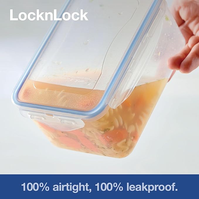 LOCK & LOCK Easy Essentials Plastic Food lids/Pantry Storage/Airtight containers, BPA Free, Square-11 Cup-for Sugar, Clear