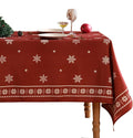 ISAENNE Designer Christmas Red Extra Long Rectangle Tablecloth,Linen Table Cloth with Snowflakes Pattern,Wrinkle Resistant Decor Tablecloths for Dining Kitchen Thanksgiving,63"*110"-Carol C
