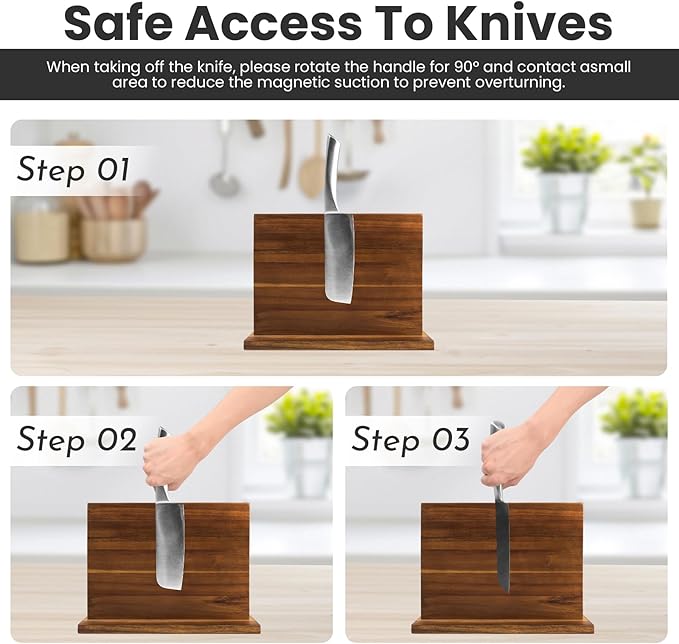 DAWNTREES Magnetic Knife Holder, Double-sided Magnetic Knife Block Kitchen Counter Universal Knife Display Rack Multifunctional Storage