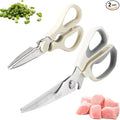OOU Kitchen Scissors Set - Heavy Duty Stainless Steel All Purpose Shears 2-Pack, Comfort Grip Handles & Protective Sheath, Dishwasher Safe