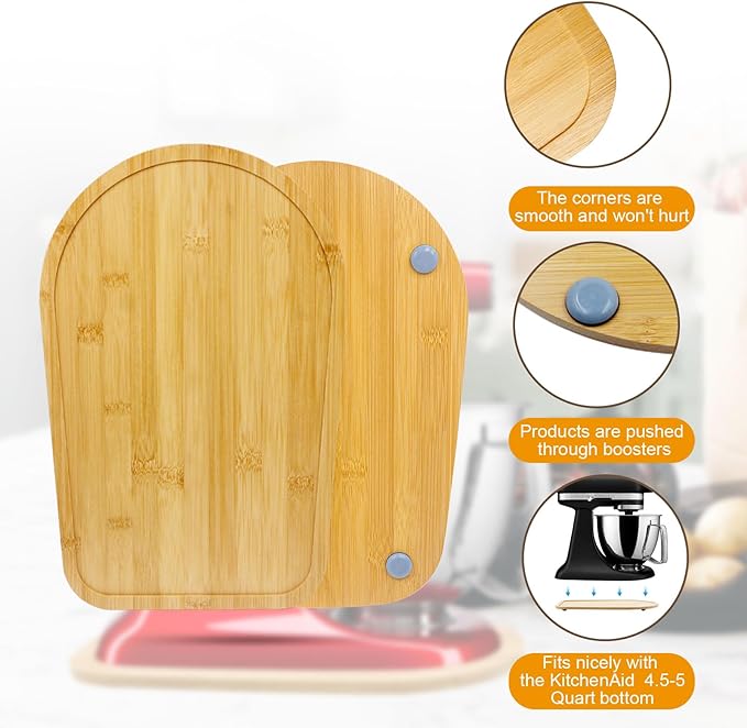 Bamboo Mixer Slider Mat for Tilt Head Kitchen Aid 4.5-5 Qt Stand Mixer, Appliance Sliding Mat for Kitchenaid Artisan 4.5-5 Qt, Kitchen Countertop Storage Accessories Mixer Moving Tray Attachments