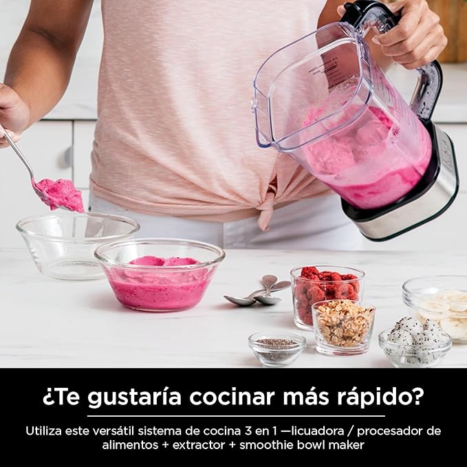 Ninja Blender For Kitchen | Food Processor Combo System | Smoothie Maker & Nutrient Extractor | 6 Functions for Bowls, Spreads, Dough, Shakes | 72-oz. Pitcher & To-Go Cups | Silver | SS351
