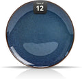 Organic Shape Restaurant Dinner Plates 10.5", Commerical Grade Catering Stoneware Plates in Ir-regular Organic Shape, Chip & Scratch Resistant, Glossy Reactive Glaze Blue, Case of 12