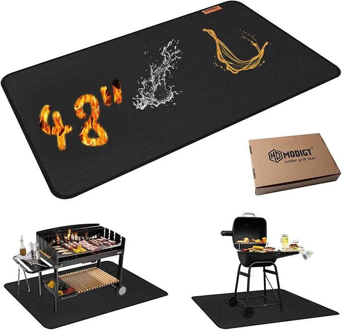 MODIGT 48 ×30 inch Under Grill mat, Double-Side Fireproof & Heat-Resistant Outdoor Grill Mat, Protective Mat for Patio, Courtyard, Tabletop, Outerdoor BBQ Fire Pit Fireplace Mat