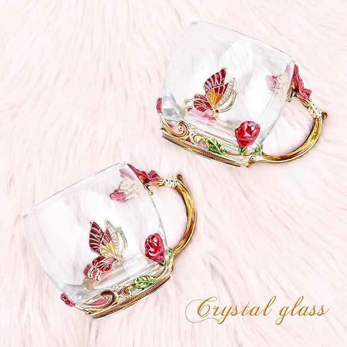 OEAGO Gifts for Mom Women Stocking Stuffers for Women Christmas Glass Coffee Enamels Mug Valentines Day Gifts for Her Girlfriend Wife Best Birthday Valentine's Mothers Day from Daughter Son Tea Cup
