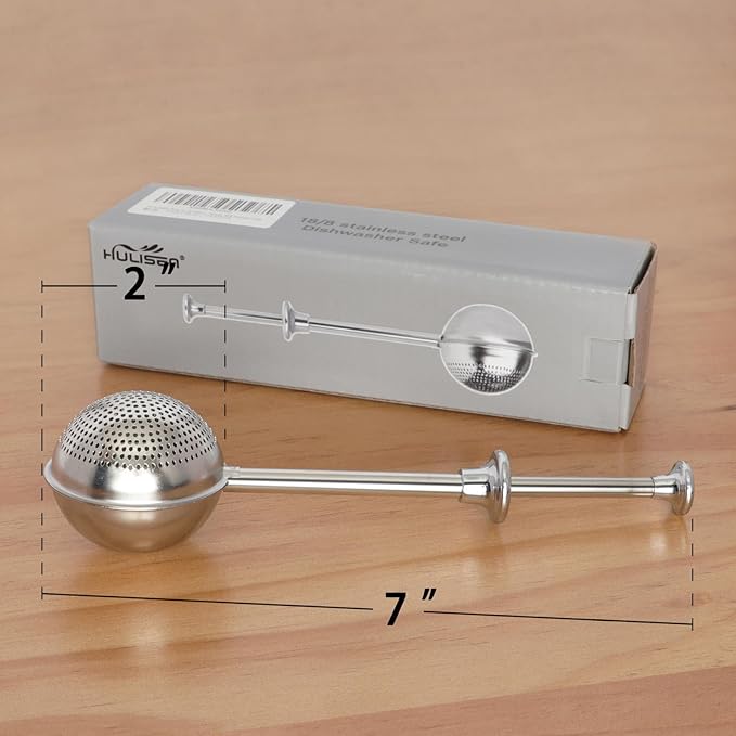 HULISEN Set of 2 Flour Duster for Baking, Powdered Sugar Shaker Duster, 18/8 Stainless Steel Pick Up and Dust Flour Sifter with Spring-operated Handle for Easy One-handed Operation