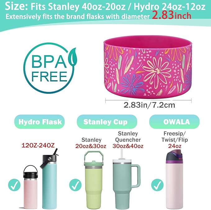 WK IEASON Protective Silicone Base Boot for Hydro Flask Mouth, Anti-Slip Silicone Sleeve Cover Bumper for Hydro Water Bottle Accessories -2.83inch Bottom Diameter