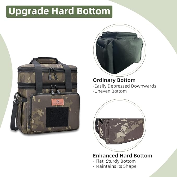 HSHRISH Lunch Box for men, Large Expandable Insulated Lunch Bag, Durable Waterproof Leakproof Tactical Cooler Bag for Men Work Beach Picnic Trips, 24 Cans/16 L, Black-Camo