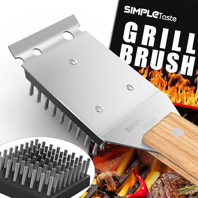 SIMPLETASTE Grill Brush and Scraper, BBQ Grill Cleaning Brush Kit, Safe Wire Scrubber, Universal Fit BBQ Cleaner Accessories for All Grates