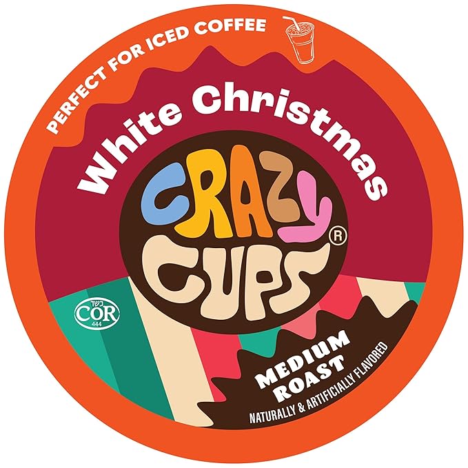 Crazy Cups Flavored Coffee for Keurig K-Cup Machines, White Christmas, Hot or Iced Drinks, 22 Single Serve, Recyclable Pods