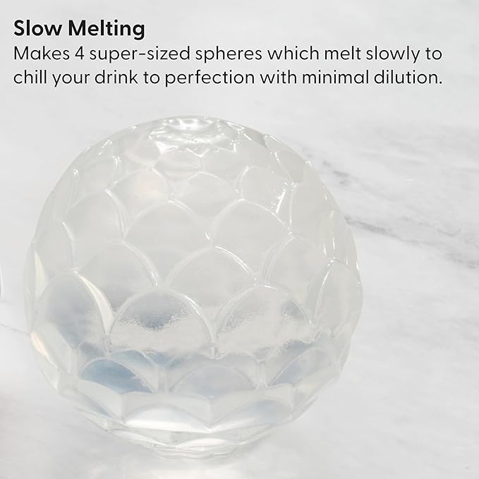 W&P Design Petal Ice Tray, Perfect Etched Spheres, Slow Melting for Whiskey and Cocktails, Food Grade Premium Silicone, Dishwasher Safe, BPA Free