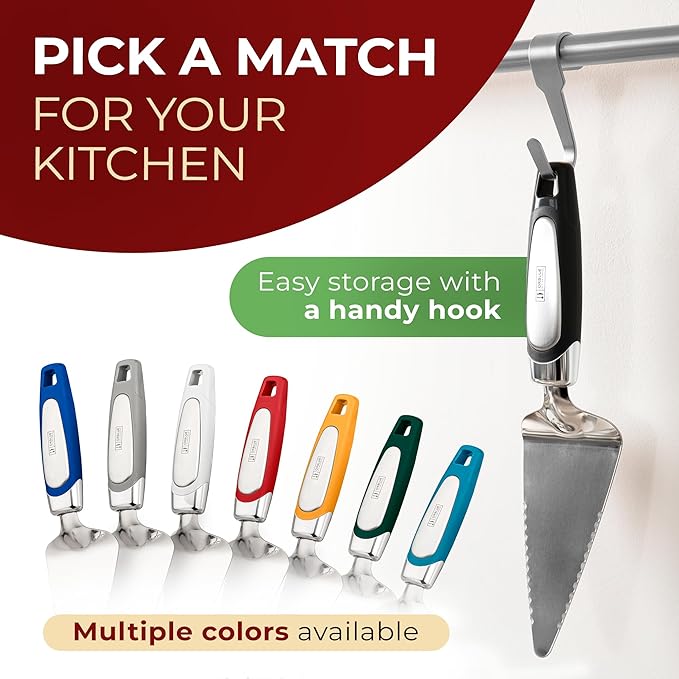 Orblue Pie Server, Essential Kitchen Tool, Serrated on Both Sides, Great for Right or Left Handed Chef, Stainless Steel Flatware, Cake Cutter, Black