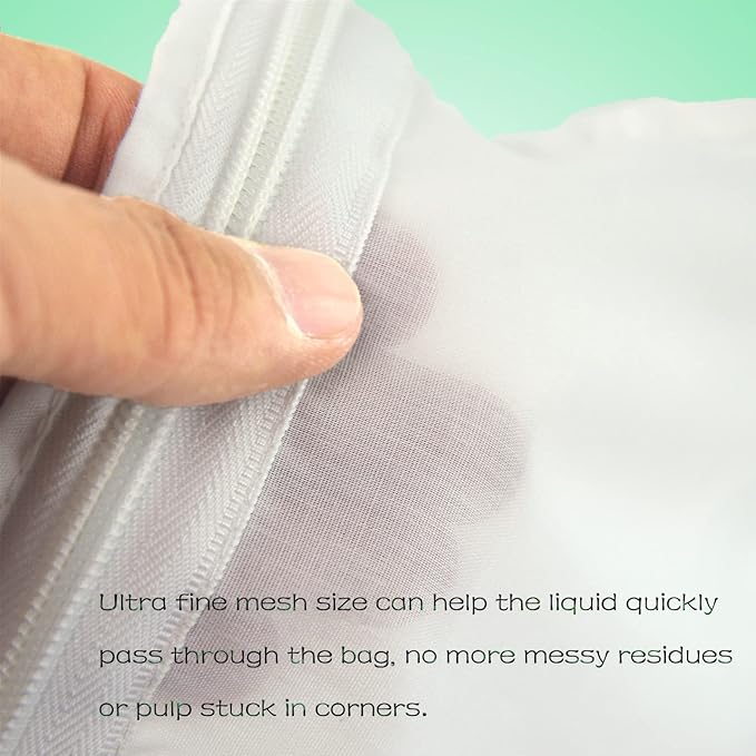 WMKGG Ultra Fine Mesh Strainer Bags, Reusable Filter Bags with Stainless Steel Handle Frame for Filter NutMilk, Coffee, Milk, Butter, Juices and Fresh Cheese (Large Size)