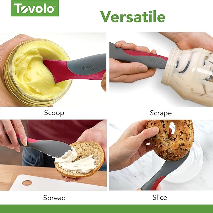 Tovolo Tool for Kitchen Meal Prep to Scoop Spread Slice and Scrape - Charcoal & Viva Magenta, Small