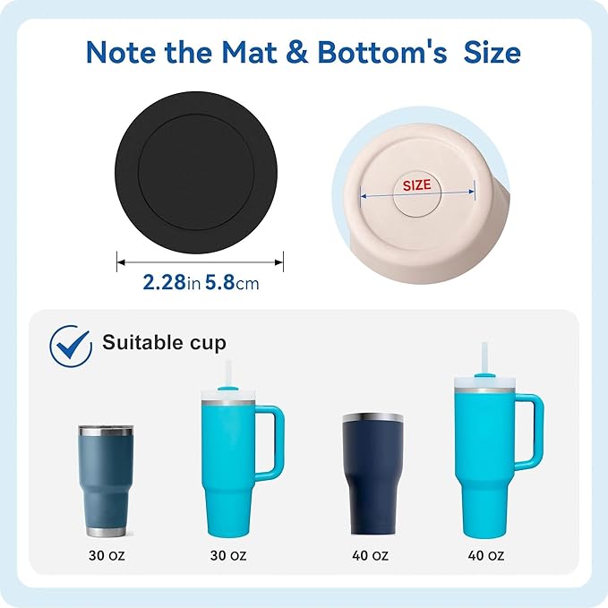 Silicone Bottoms Fit for 30/40 oz Tumbler, Protective Anti-Slip Rubber Bottom Cup Bottom Protectors for Stanley Cup(6 Pack 2.28" 58mm)