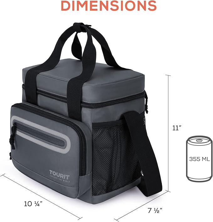 TOURIT Large Lunch Bag 14L Insulated Lunch Box Lunch Cooler for Men Women Work, Black