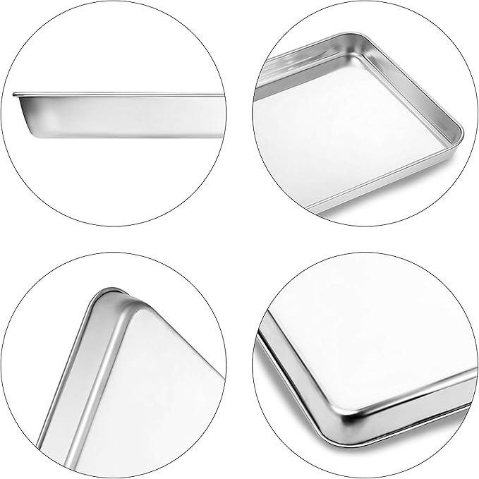 Cookie Sheet and Cooling Rack Set, 16 inch Stainless Steel Baking Pan with a Rack, Professional Bakeware, Healthy & Non-toxic & Rustproof & Easy Clean & Dishwasher Safe