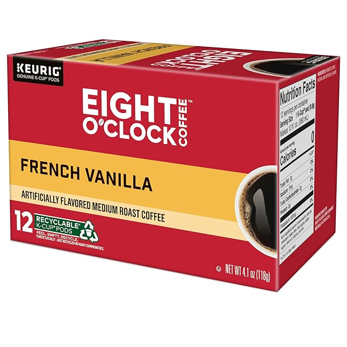 Eight O'Clock Coffee French Vanilla, Single-Serve Coffee K-Cup Pods, Medium Roast, 72 Count