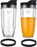 Replacement 24oz Cups for Nutri Ninja Blenders, Blender Replacement Parts with Upgraded Lid for BL450 BL454 BL480 BL482 BL640 BL642 BL682 BN801 SS101 SS351 SS401, Ninja Blender Auto IQ Blade, 2 Packs