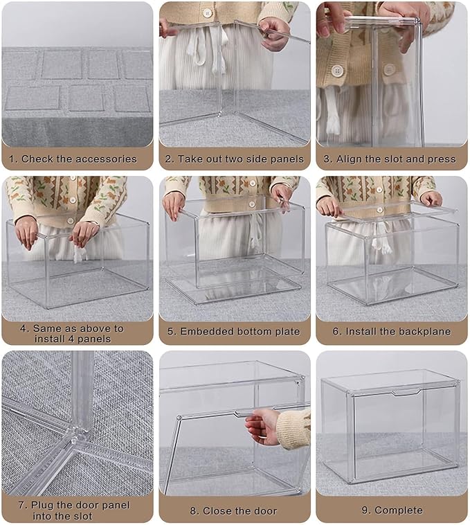 Clear Stackable Plastic Storage Bins with Lid (Clear-L-3 Pack)