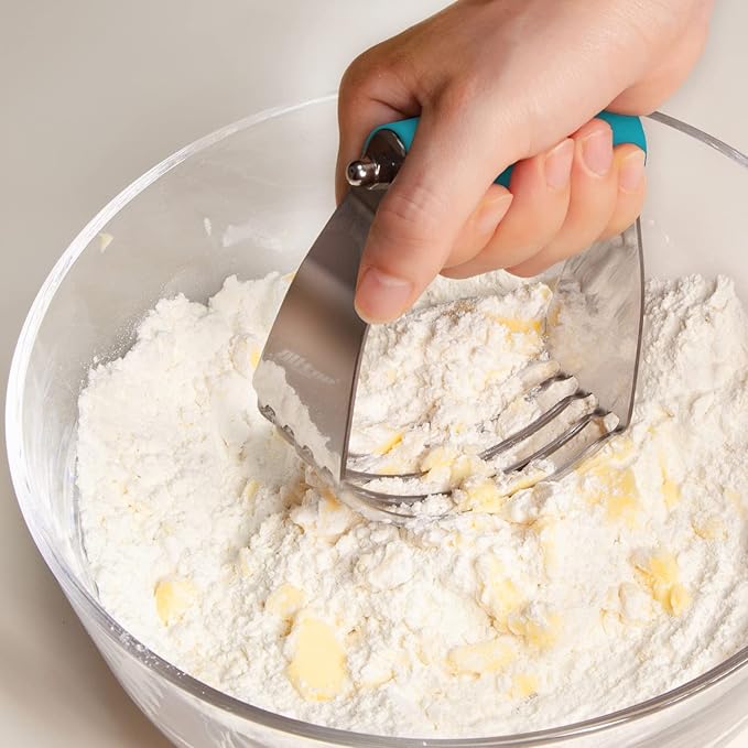 ALLTOP Pastry Blender Cutter,Stainless Steel Dough Masher for Butter, Biscuit,Baking, Kneading,Dough, Flakier and Fluffier Pie Crusts, Almond - Hand Kitchen Tool (1 Pack, Turquoise)
