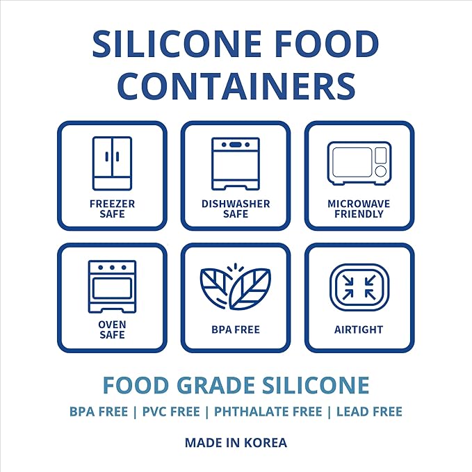 BLUE GINKGO Nesting Silicone Containers - Large Silicone Food Storage Container | BPA Free, Airtight, Dishwasher and Freezer Safe (47.5 oz) - Green