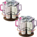 2 Pack Water Bottle Organizer for Stanley 40 oz, Rotating Stanley Cup Organizer Holder, Tumbler Organizer Holder, Stanley Cup Accessories, Easy to Install, Vintage Brown（Patented Product）