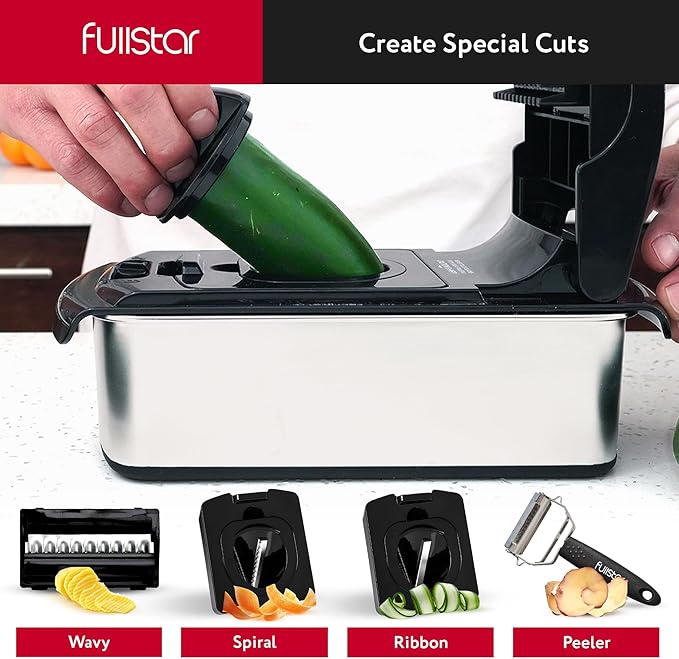 Fullstar The Original Pro Chopper - Vegetable Chopper and Spiralizer, Food Chopper with Container, Fruit Slicer, Kitchen Gadgets & Gifts, Home Essentials (14 in 1, Silver)
