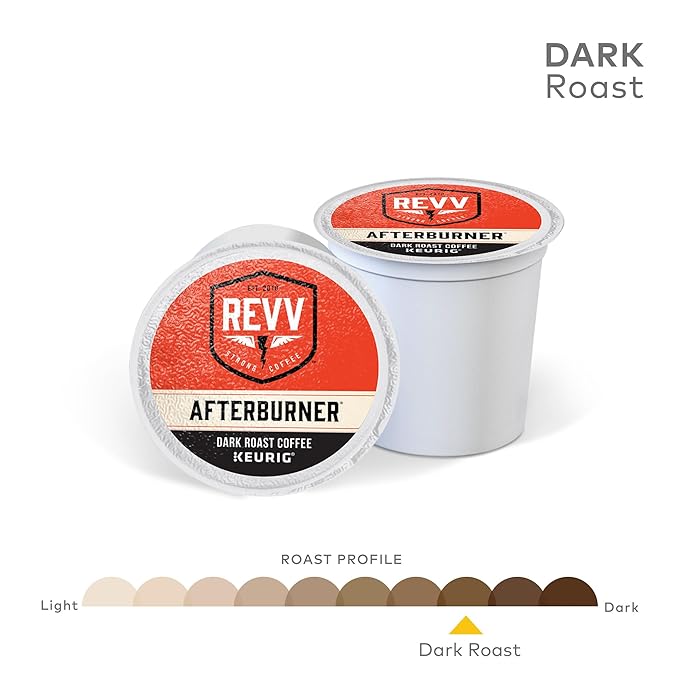 REVV Afterburner, Single-Serve Keurig K-Cup Pods, Dark Roast Coffee Pods, 96 Count